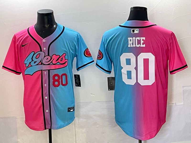Men 2025 San Francisco 49ers #80 Rice Pink Blue Nike Limited NFL Jersey 03->san francisco 49ers->NFL Jersey